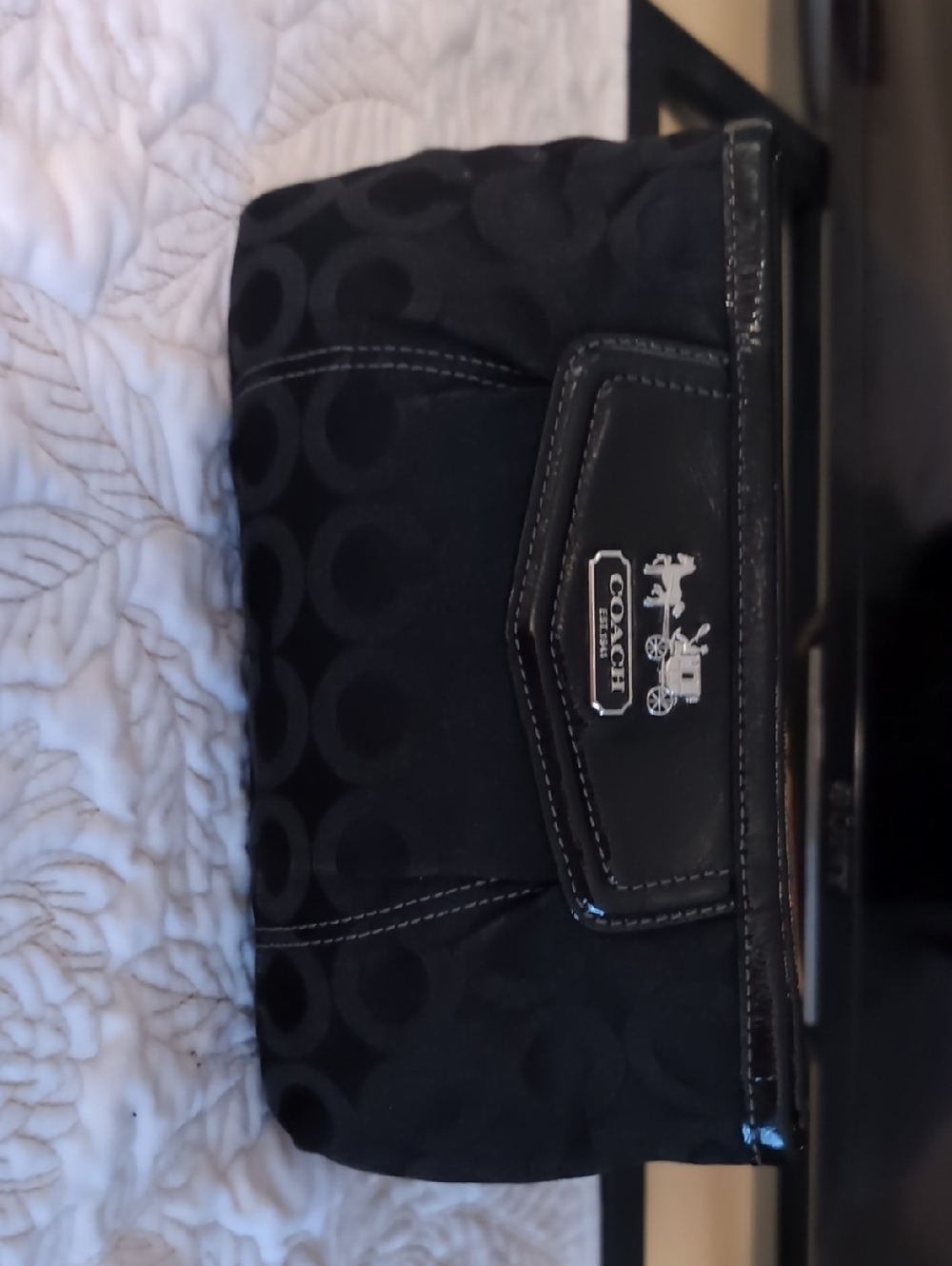 Coach Black Signature Wristlet.